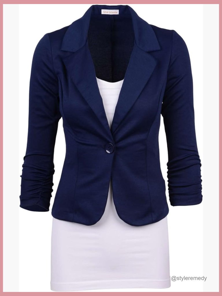 Lightweight Knit Blazer With 3/4 Sleeves For Casual Work Wear